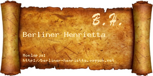 Berliner Henrietta névjegykártya